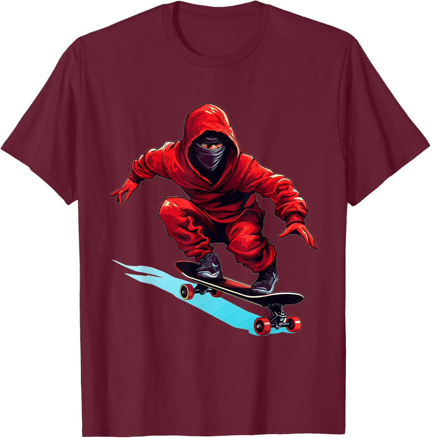 Ninja Skater - Skateboard Skateboarder Skateboarding T-Shirt - T-Shirt | Maroon