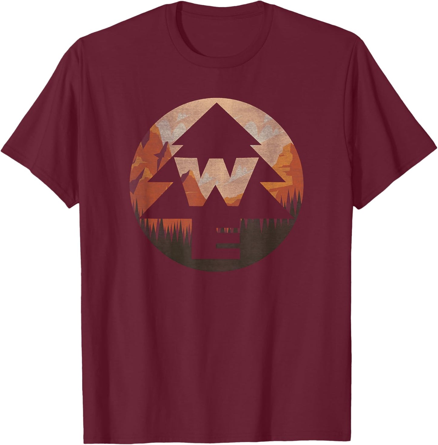 Disney Pixar Up Wilderness Explorer Landscape Badge T-Shirt - T-Shirt | Maroon