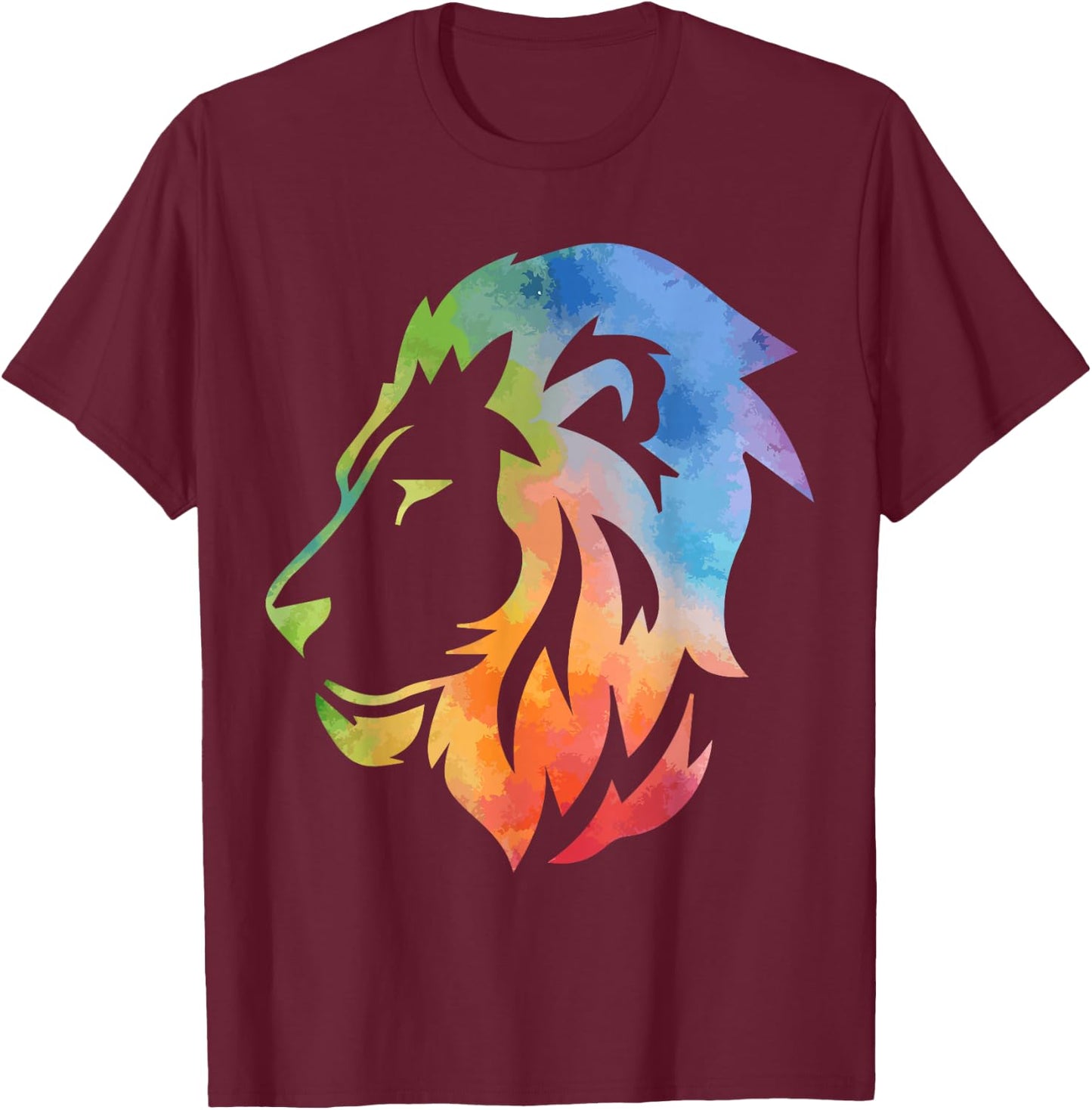 Lion Art Funny Felidae Large Cat Lover Outfit Men Women Kids T-Shirt - T-Shirt | Maroon