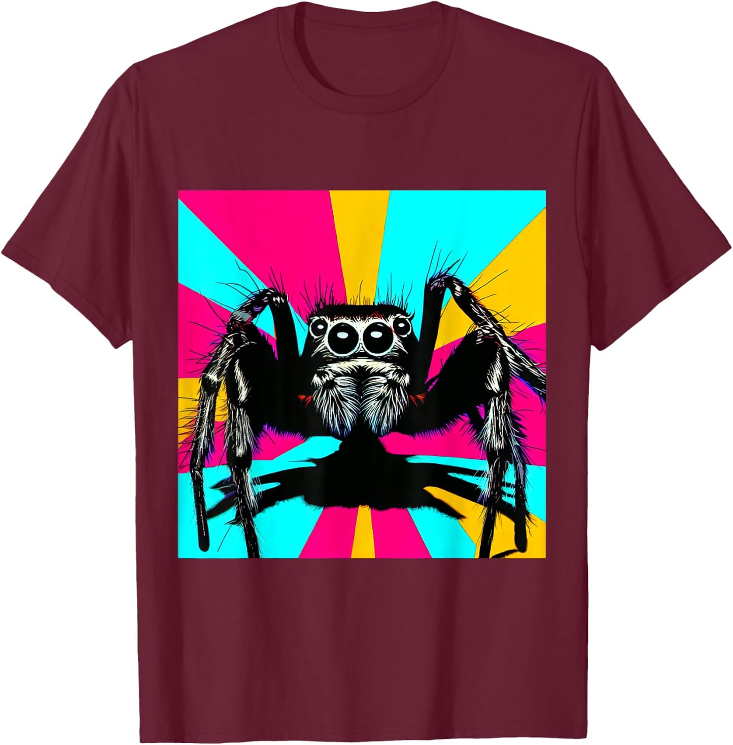 Jumping spider, Jumpingspiders, Andy Warhole style, colored T-Shirt - T-Shirt | Maroon