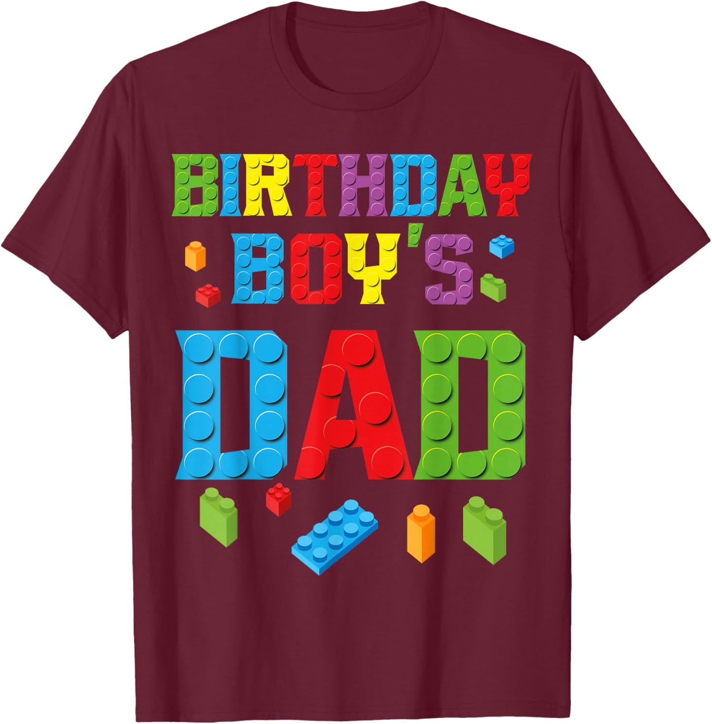 Master Builder Birthday Boy's Dad Building Bricks Blocks Men T-Shirt - T-Shirt | Maroon