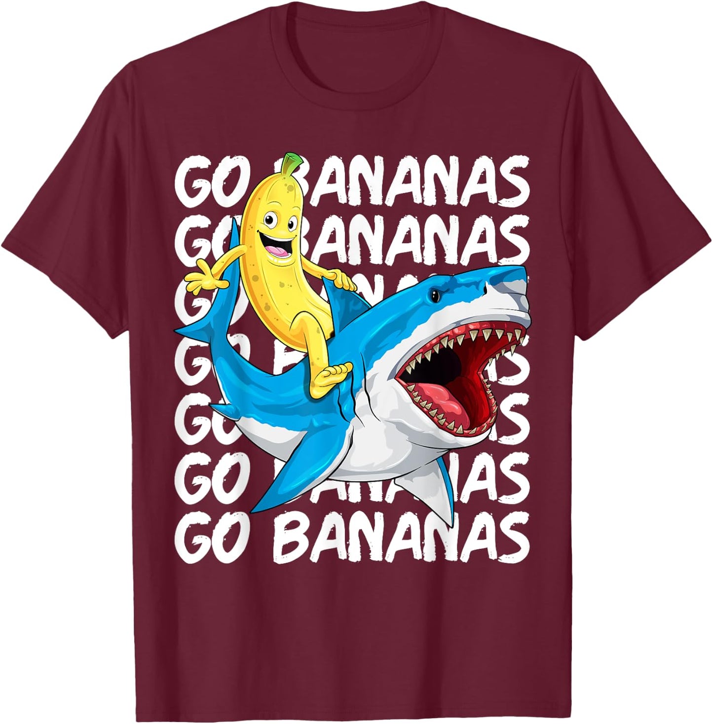 Banana Shirt Banana Shark Fruitful Sea Predator Funny T-Shirt - T-Shirt | Maroon