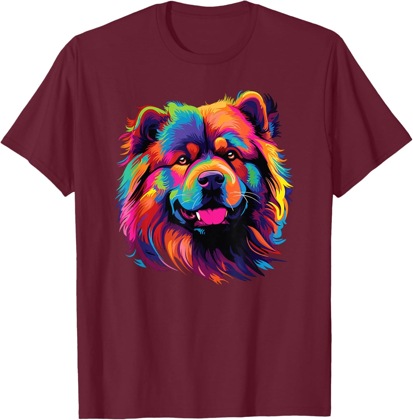 Watercolor Colorful Dogs Chow Chow T-Shirt - T-Shirt | Maroon