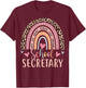 Funny School Secretary Rainbow Leopard Print Front Office T-Shirt - T-Shirt | Maroon