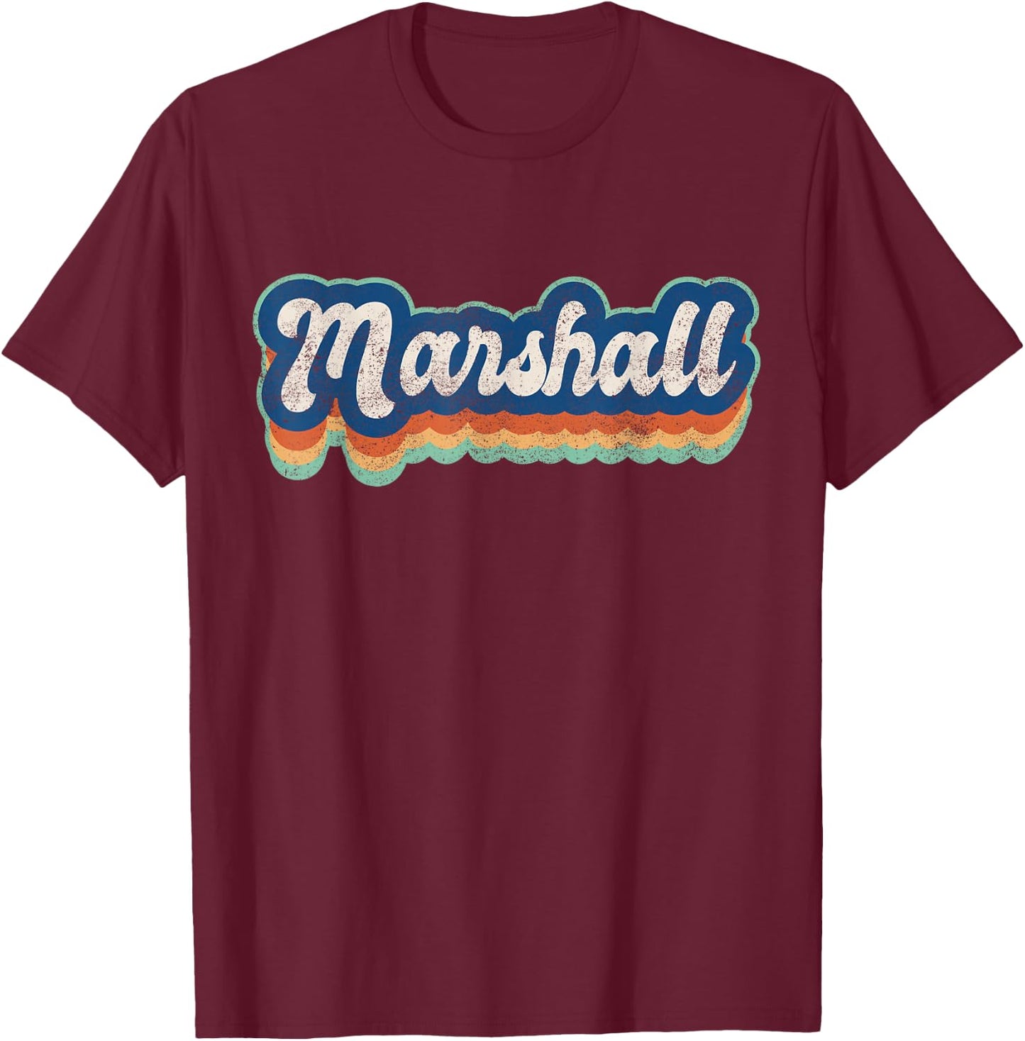 Marshall First Name Boy Vintage Style 70s 80s Personalized T-Shirt - T-Shirt | Maroon