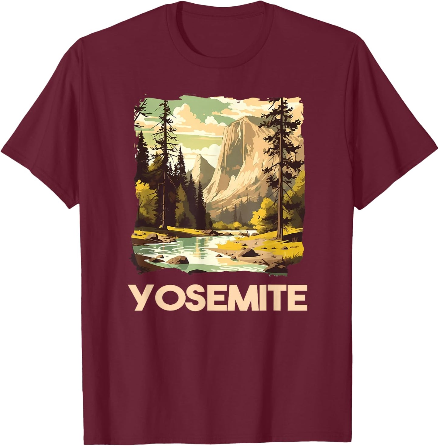 Vintage Yosemite National Park Nature Lover Adventure T-Shirt - T-Shirt | Maroon