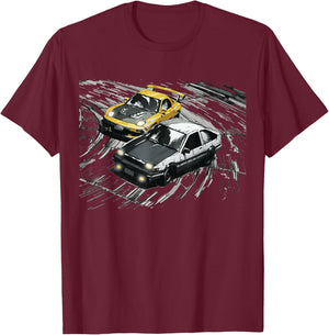 JDM Car Street Drift Race - 86 VS FD Anime Style T-Shirt - T-Shirt | Maroon