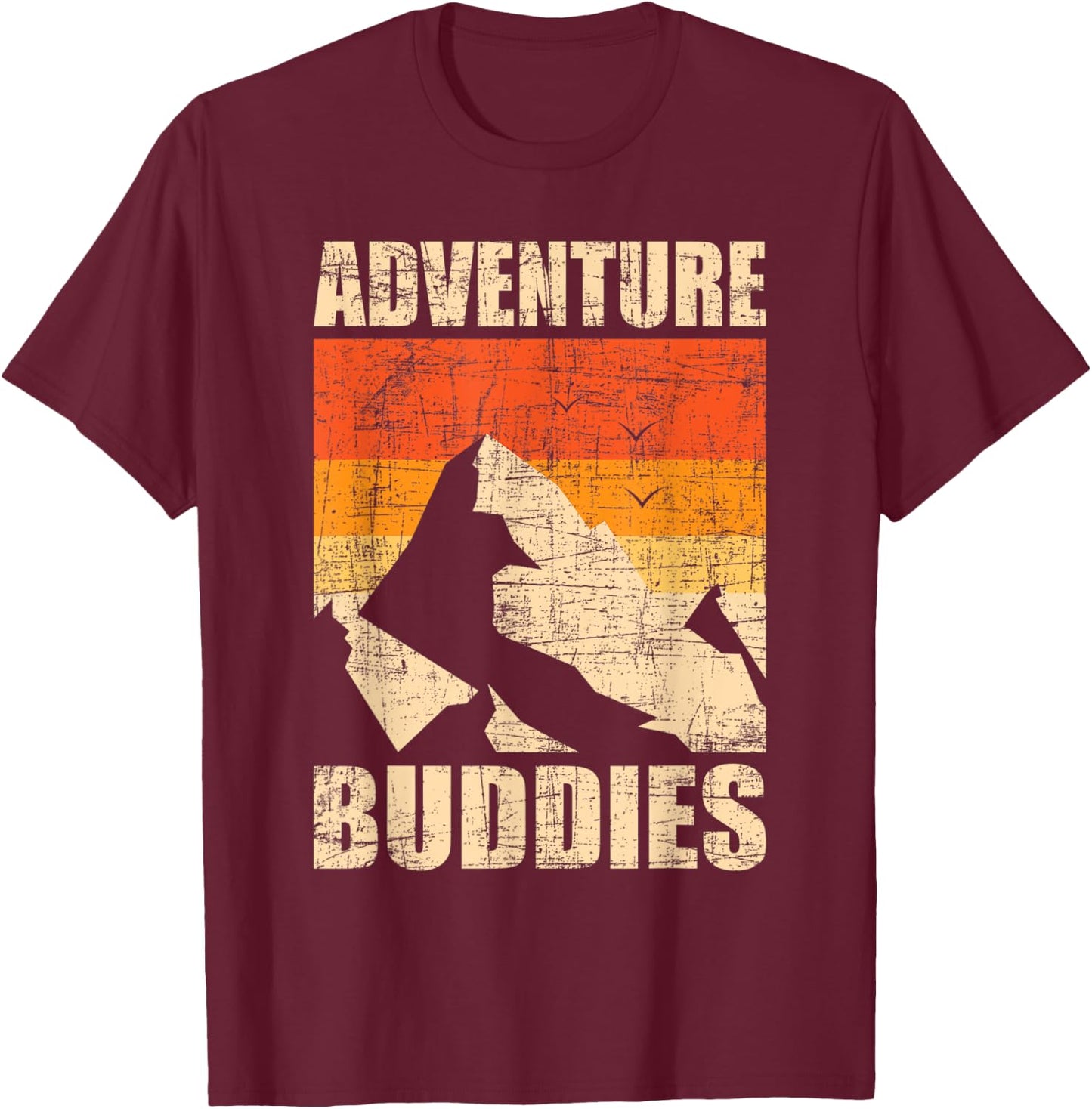 Adventure Buddies - Traveler Buddy Backpacking Camping Hiker T-Shirt - T-Shirt | Maroon