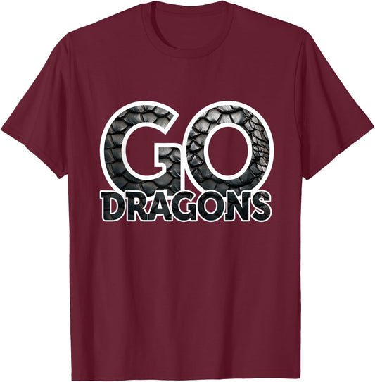 Dragons Team Mascot School Spirit Game Night Dragon Skin Fan T-Shirt - T-Shirt | Maroon