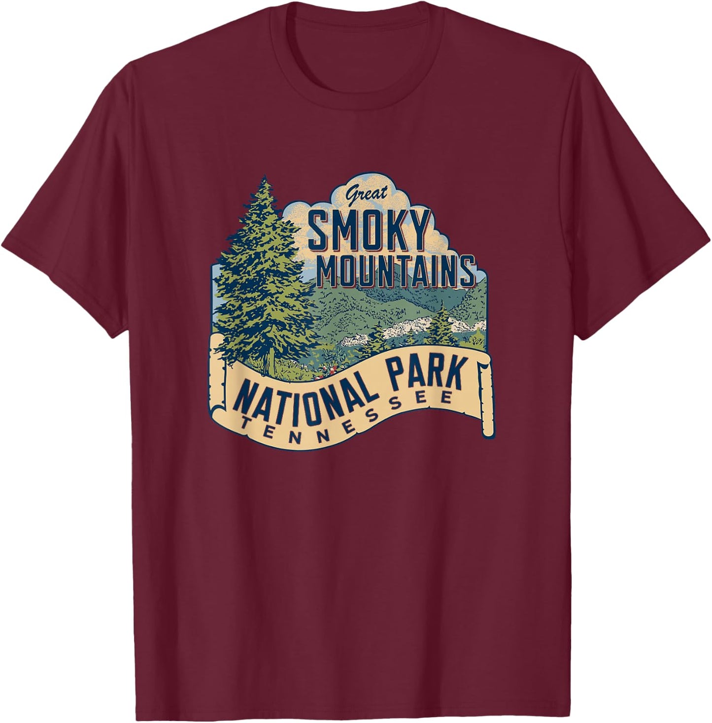 Great Smoky Mountains National Park Tennessee T-Shirt - T-Shirt | Maroon