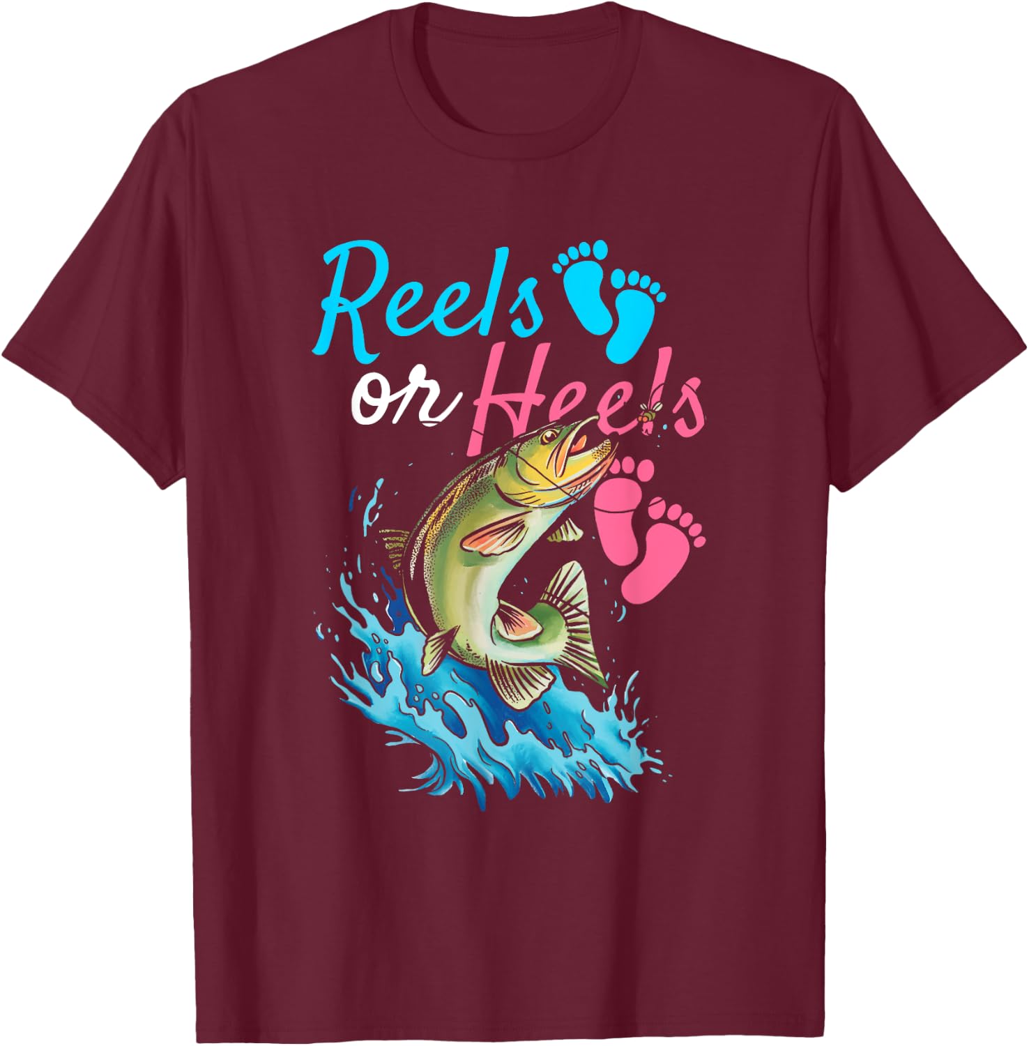 Reels or Heels Design for Fishing lovers T-Shirt - T-Shirt | Maroon