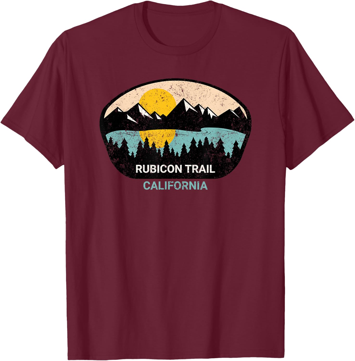 Retro Rubicon Trail - 4x4 Off-road SUV California Hiking T-Shirt - T-Shirt | Maroon
