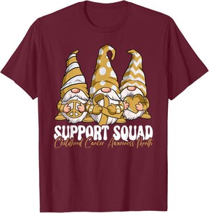 Support Squad Childhood Cancer Awareness Month T-Shirt - T-Shirt | Maroon