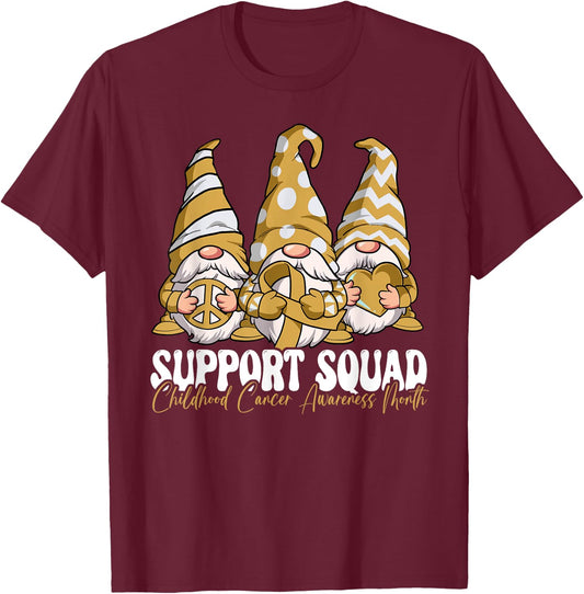 Support Squad Childhood Cancer Awareness Month T-Shirt - T-Shirt | Maroon