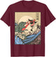 Vintage Cat Vs Monster Retro Japanese Great Wave Otaku Manga T-Shirt - T-Shirt | Maroon