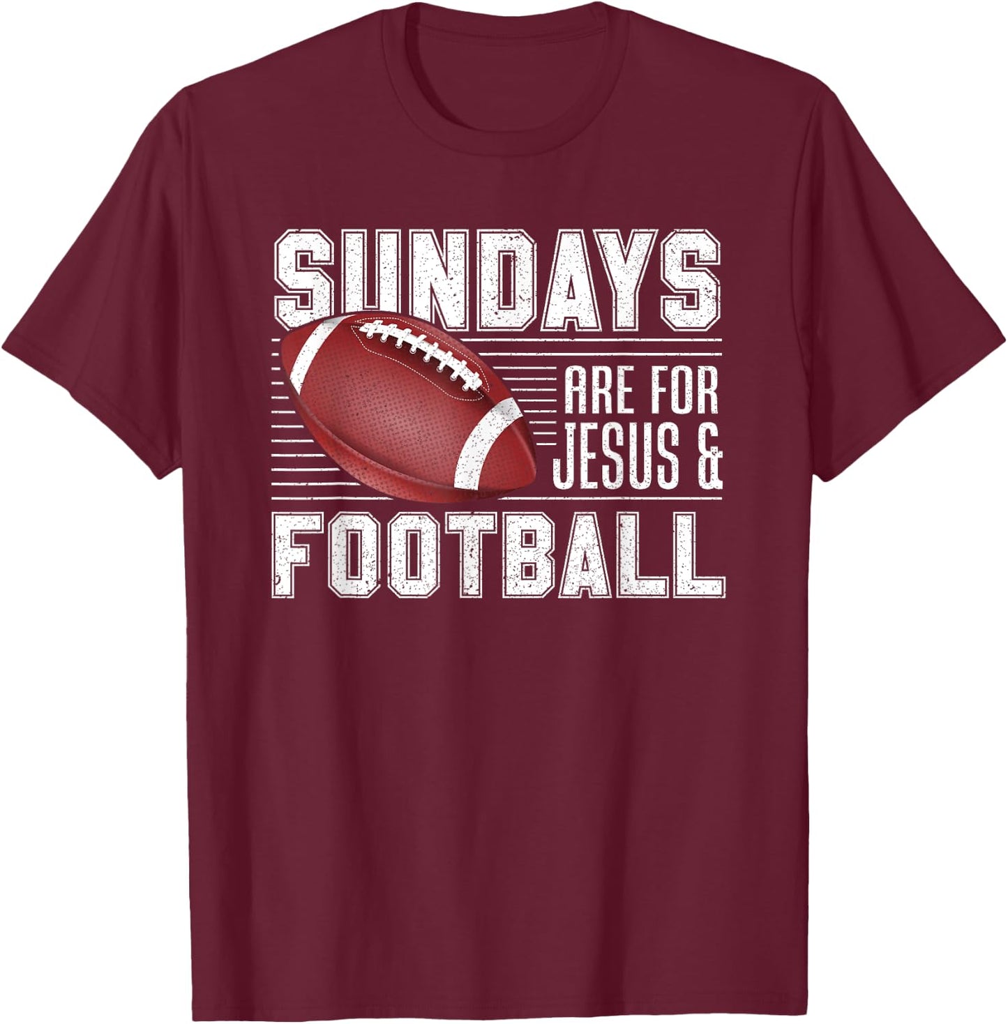 Sundays Are For Jesus & Football Draft Day Fantasy Football T-Shirt - T-Shirt | Maroon