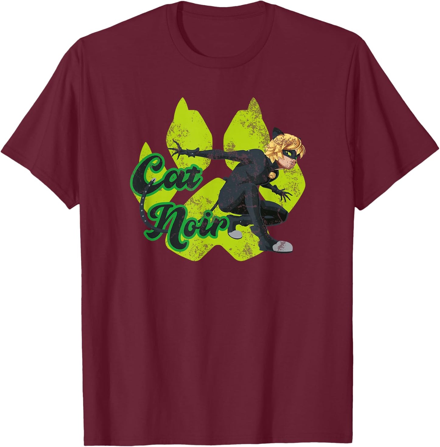 Miraculous Ladybug Vintage Collection with Cat Noir paw T-Shirt - T-Shirt | Maroon