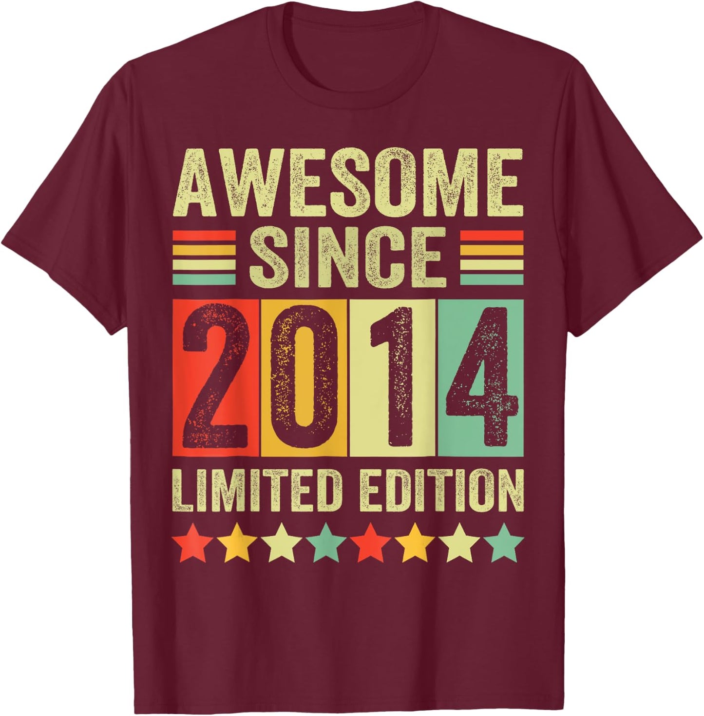 Est 2014 Limited Edition 9th Birthday Gifts 9 Year Old T-Shirt - T-Shirt | Maroon