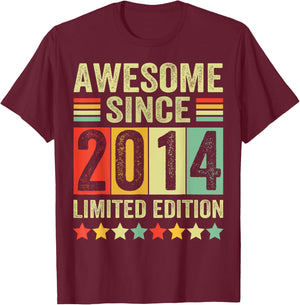 Est 2014 Limited Edition 9th Birthday Gifts 9 Year Old T-Shirt - T-Shirt | Maroon