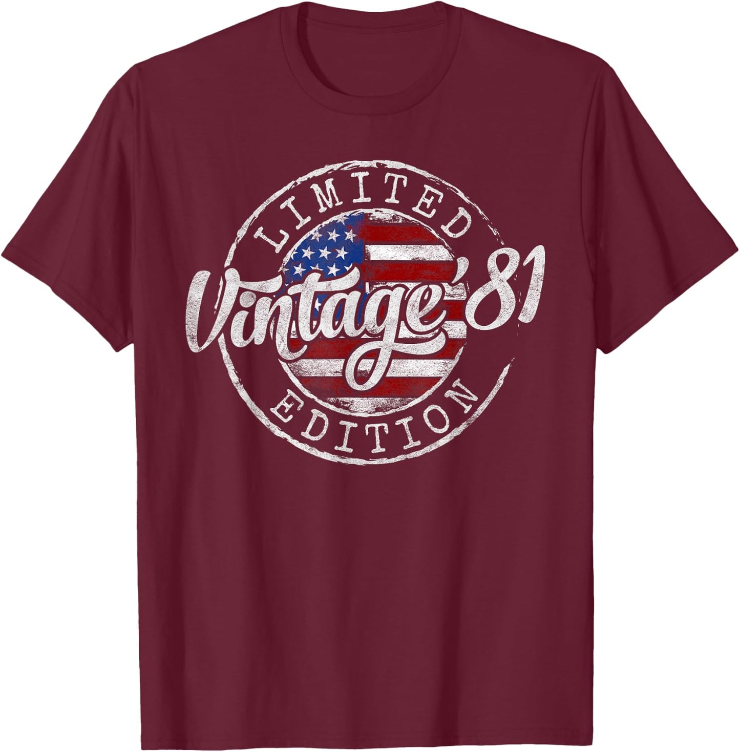 Vintage 1981 44th Birthday Gifts Women 44 Year Old T-Shirt - T-Shirt | Maroon