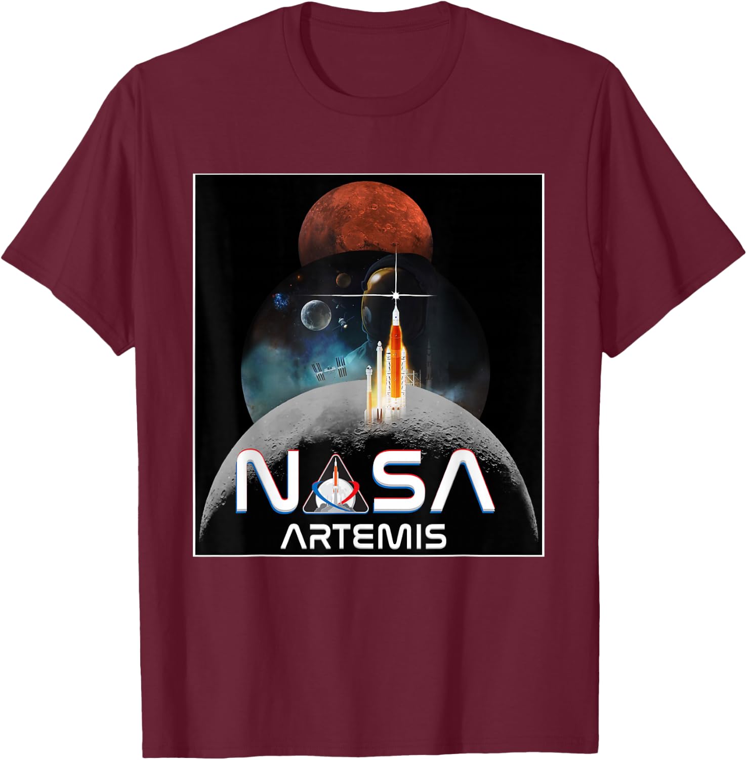 NASA Artemis Mission Worm Logo T-Shirt - T-Shirt | Maroon