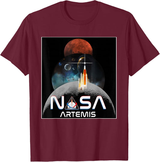 NASA Artemis Mission Worm Logo T-Shirt - T-Shirt | Maroon