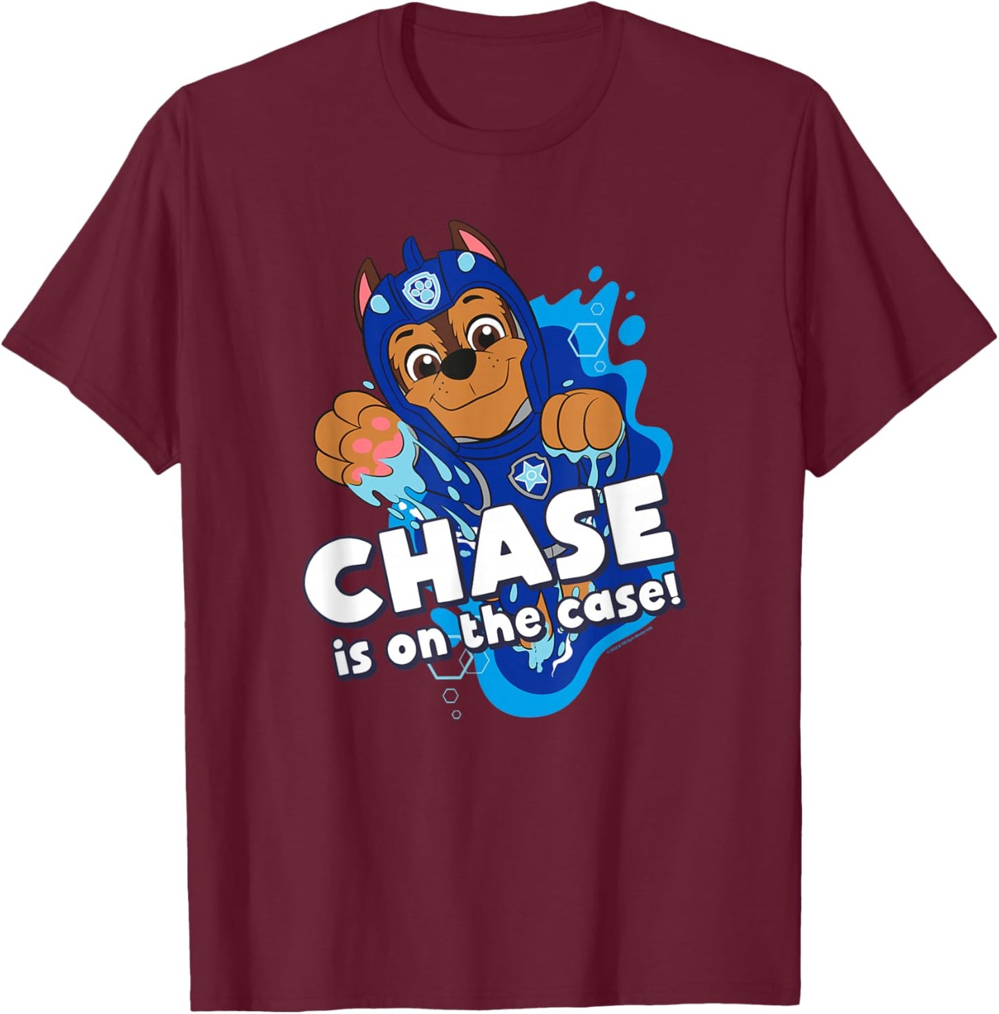 PAW Patrol Aqua Pups Chase on The Case T-Shirt - T-Shirt | Maroon
