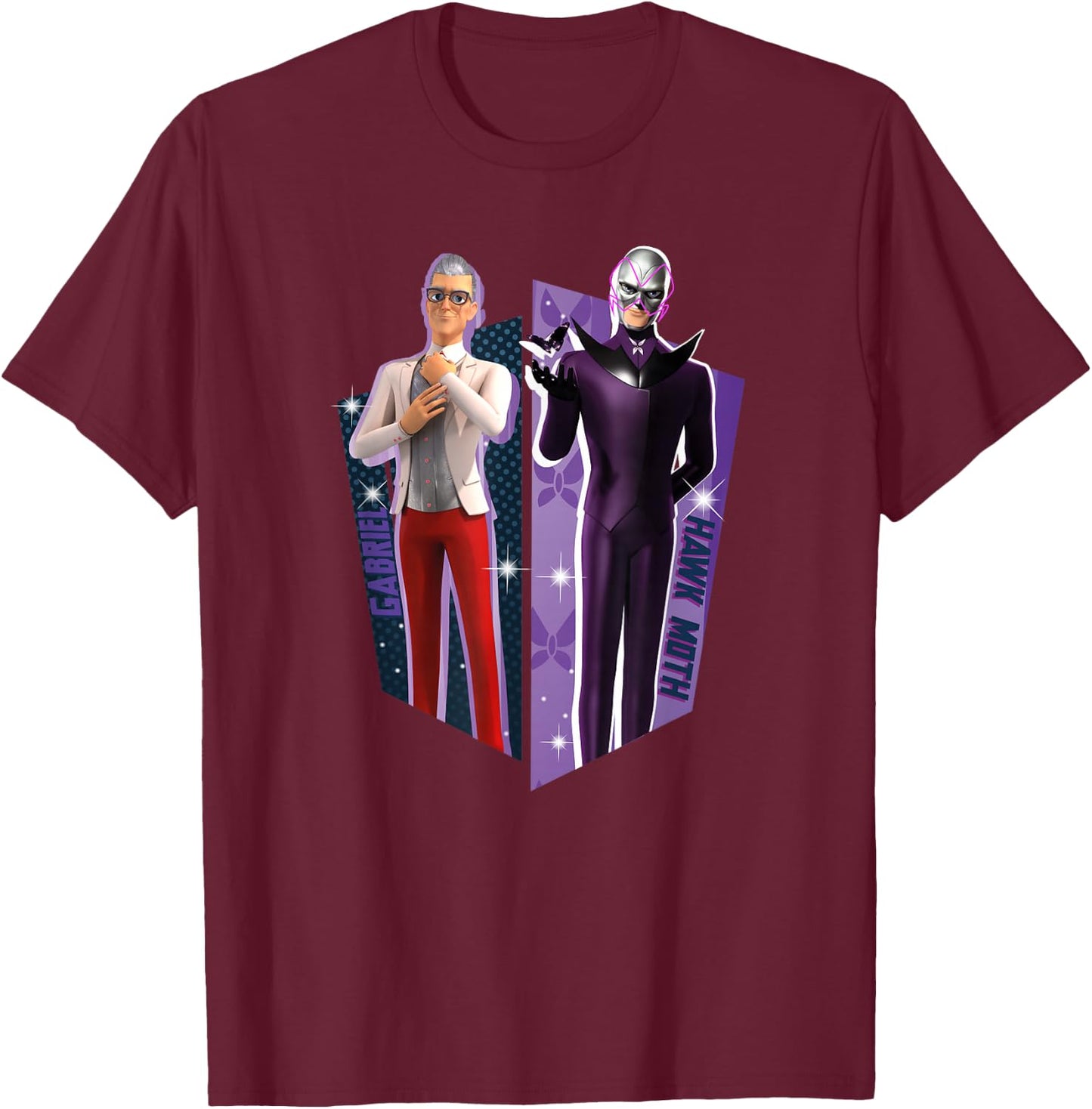 Miraculous Ladybug Gabriel Agreste and Hawk Moth T-Shirt - T-Shirt | Maroon