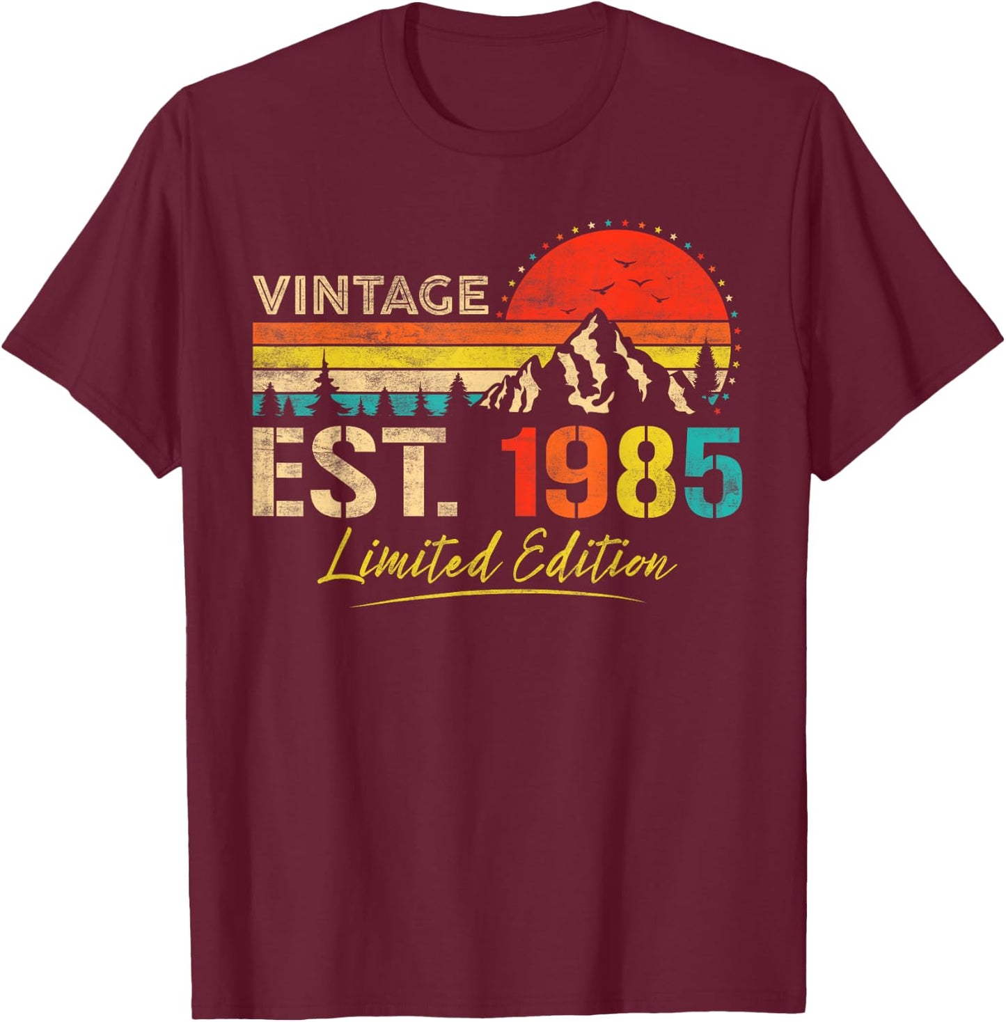 Vintage Est 1985 Limited Edition Classic 1985 Men and Women T-Shirt - T-Shirt | Maroon
