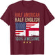 USA England Flag Half American Half English T-Shirt - T-Shirt | Maroon