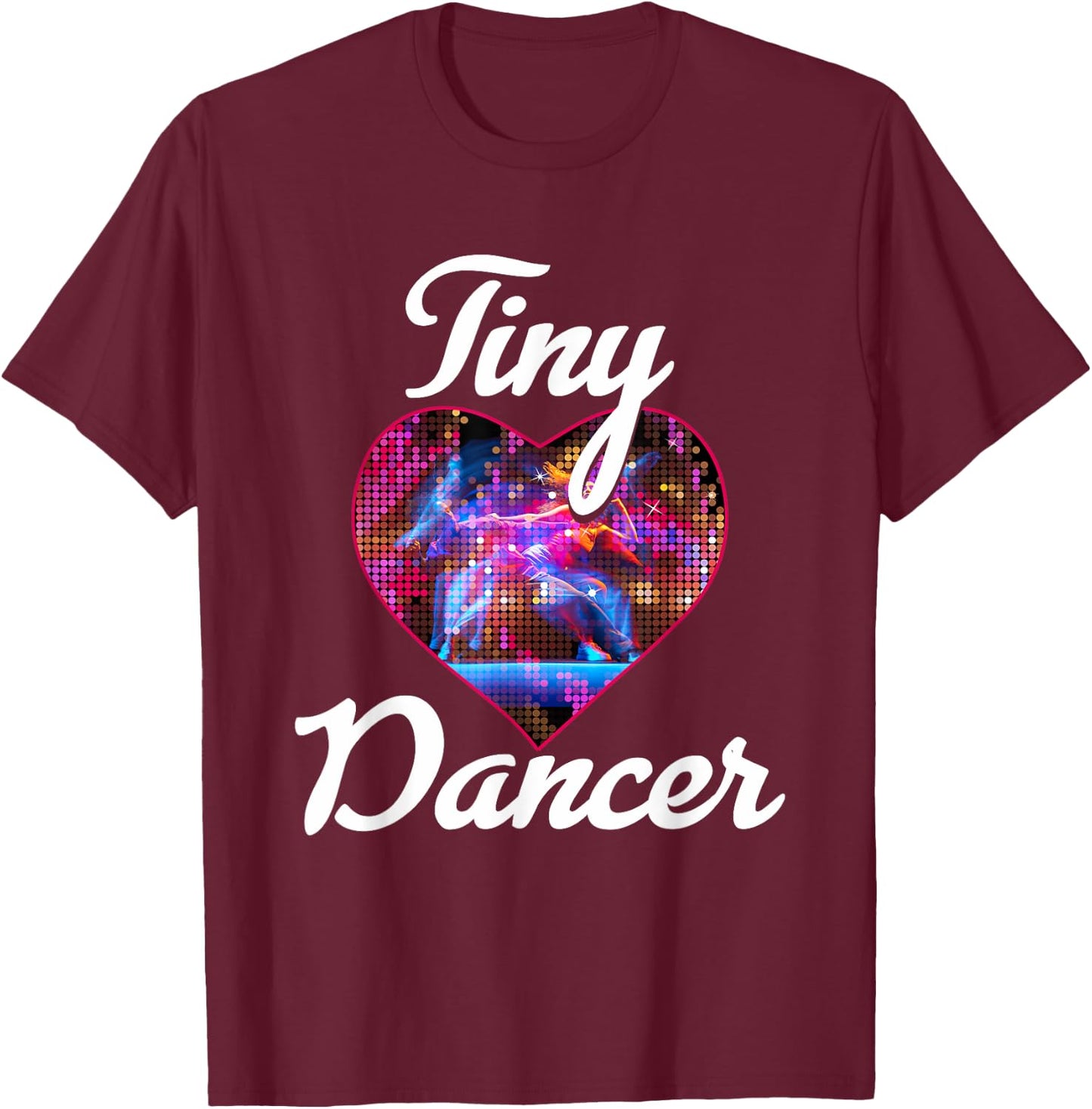 Tiny Dancer Ballerina Heart Colorful Dancing Couple T-Shirt - T-Shirt | Maroon