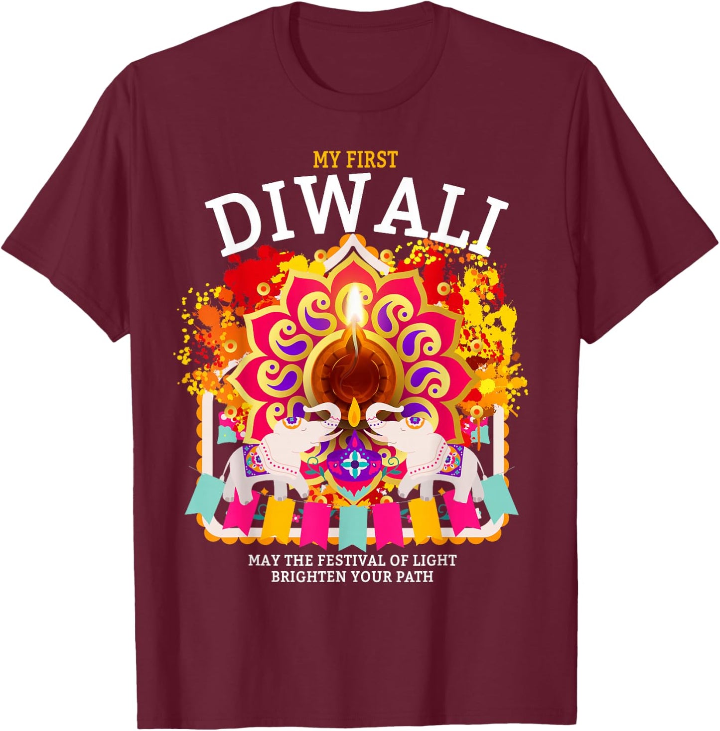 My First Diwali Festival Outfit Idea For Kids & Diwali T-Shirt - T-Shirt | Maroon