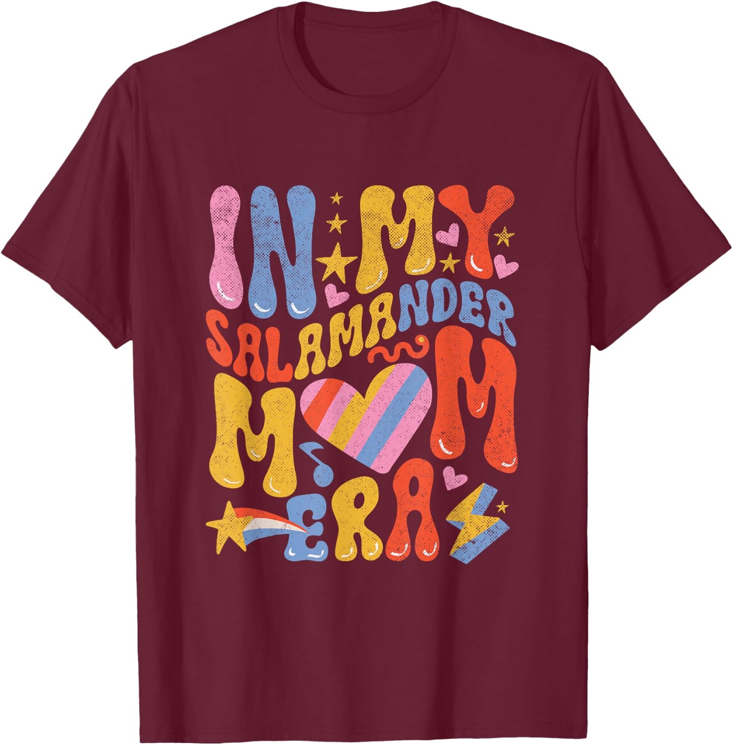 Fire Salamander In My Salamander Mom Era Funny Herpetologist T-Shirt - T-Shirt | Maroon