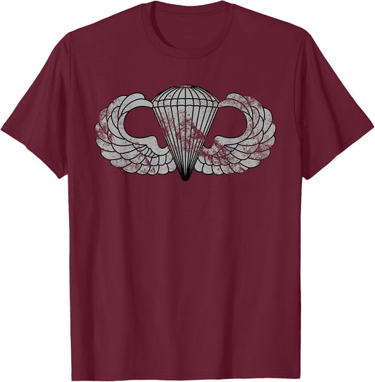 US Army Parachutist Badge - Airborne Jump Wings Paratrooper T-Shirt - T-Shirt | Maroon