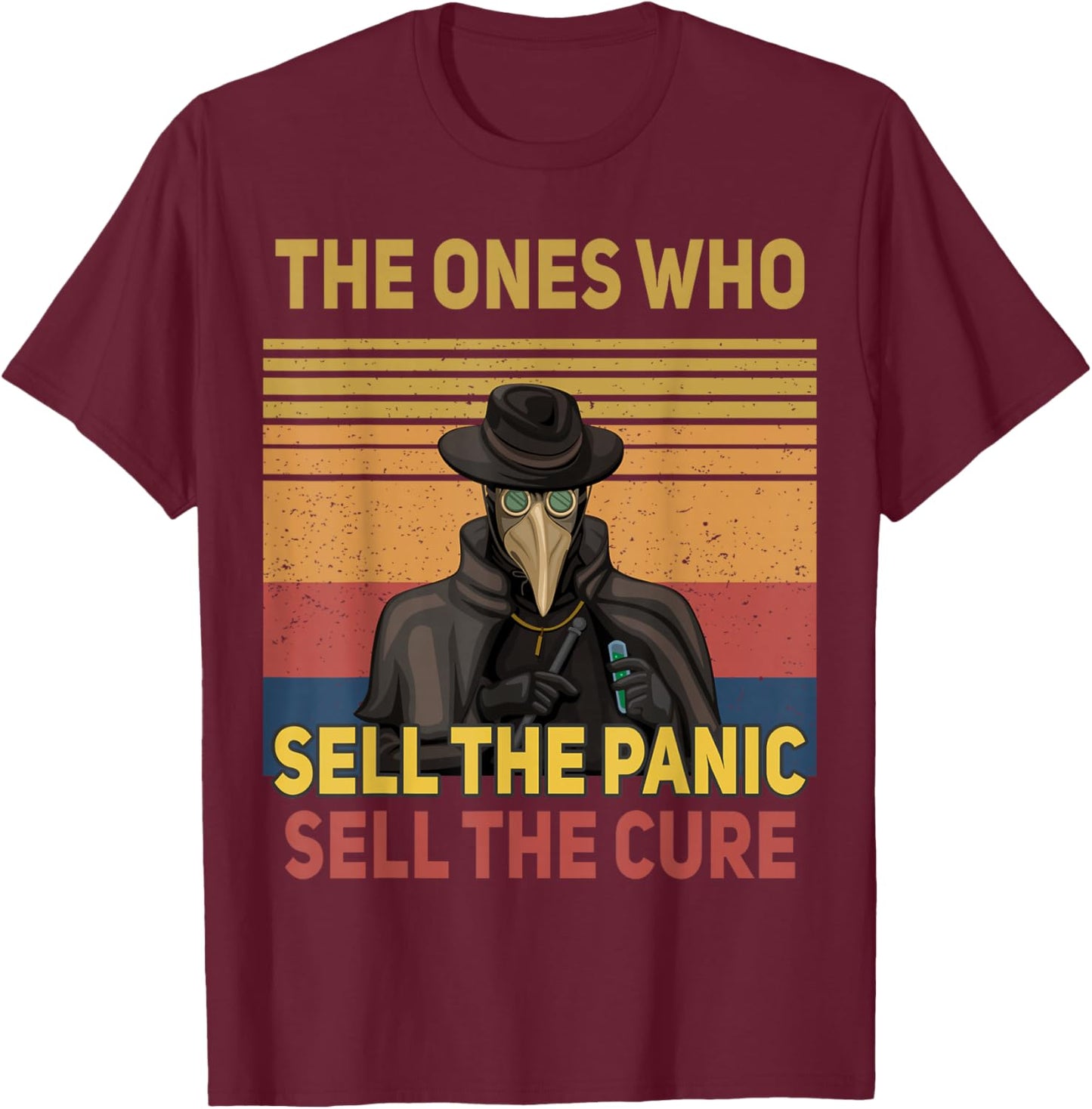 Plague Doctor - Those Who Sell the Panic T-Shirt - T-Shirt | Maroon