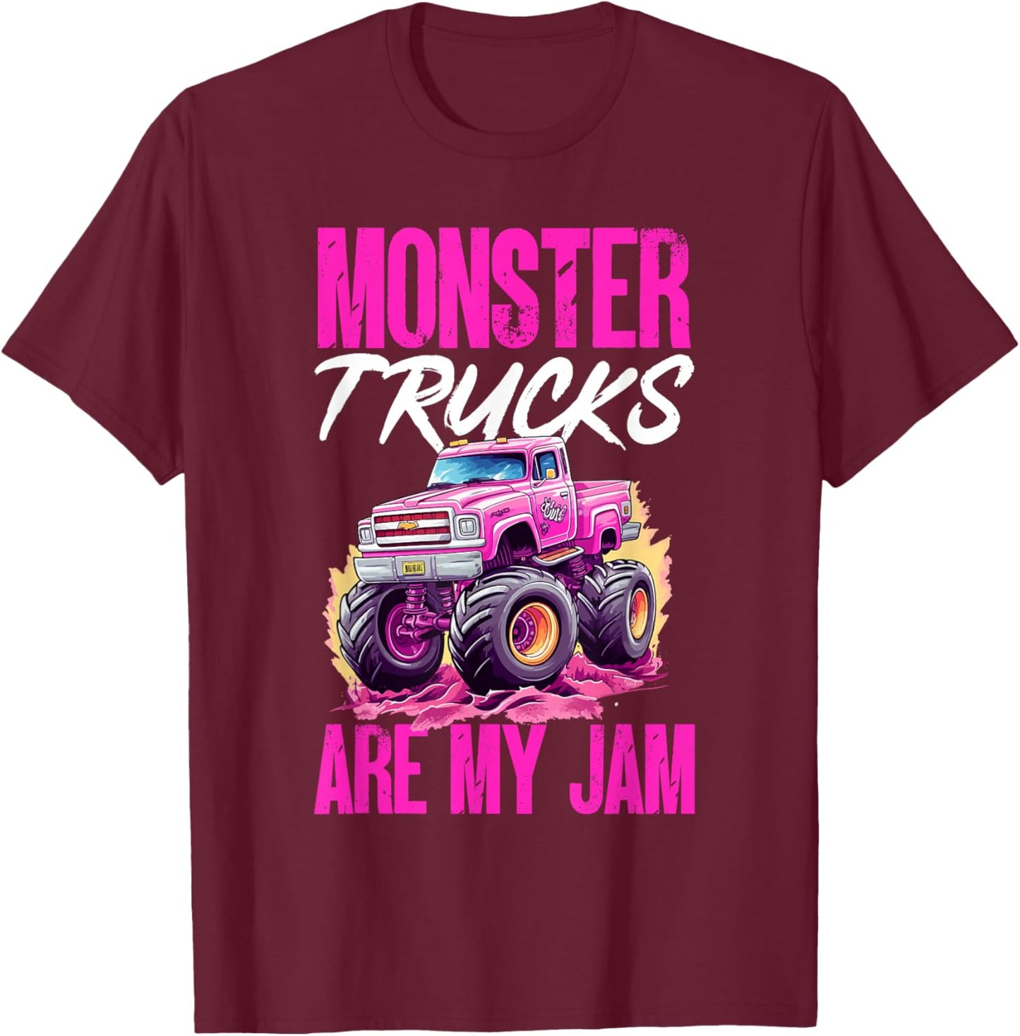 Monster Truck Toddler Girl Monster Trucks Are My Jam T-Shirt - T-Shirt | Maroon