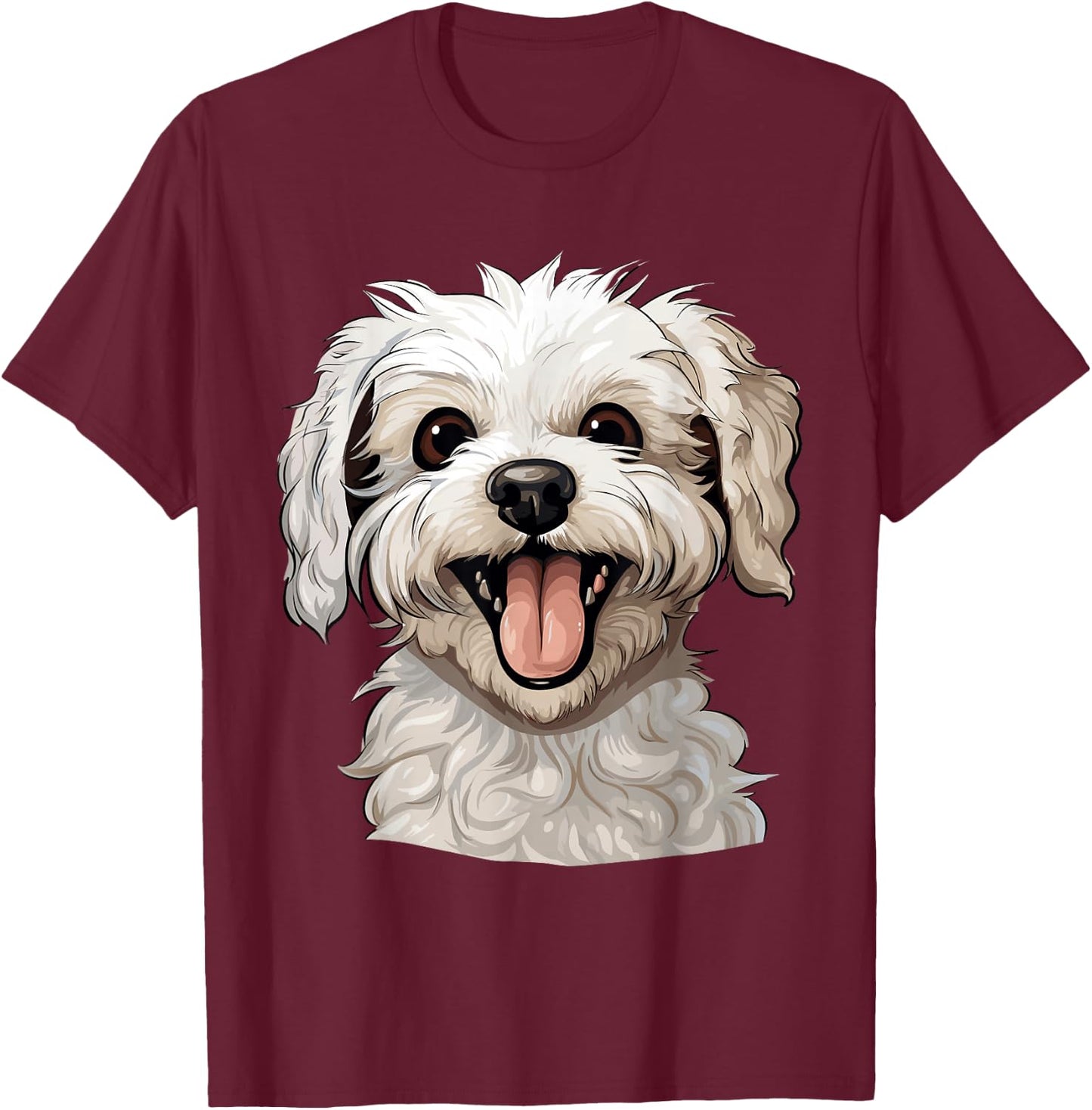 Cute Maltipoo Face Dog Lover Mom Pet Puppy Owner Print Art T-Shirt - T-Shirt | Maroon