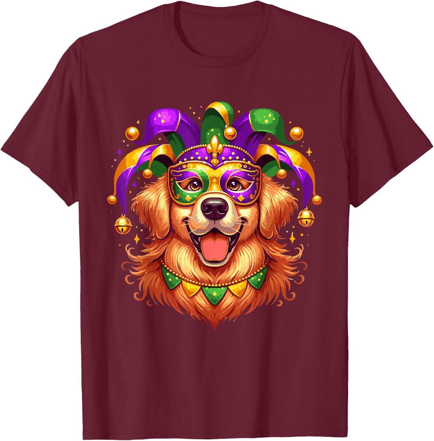 Golden Retriever Dog Costume Outfit Women Men Mardi Gras T-Shirt - T-Shirt | Maroon