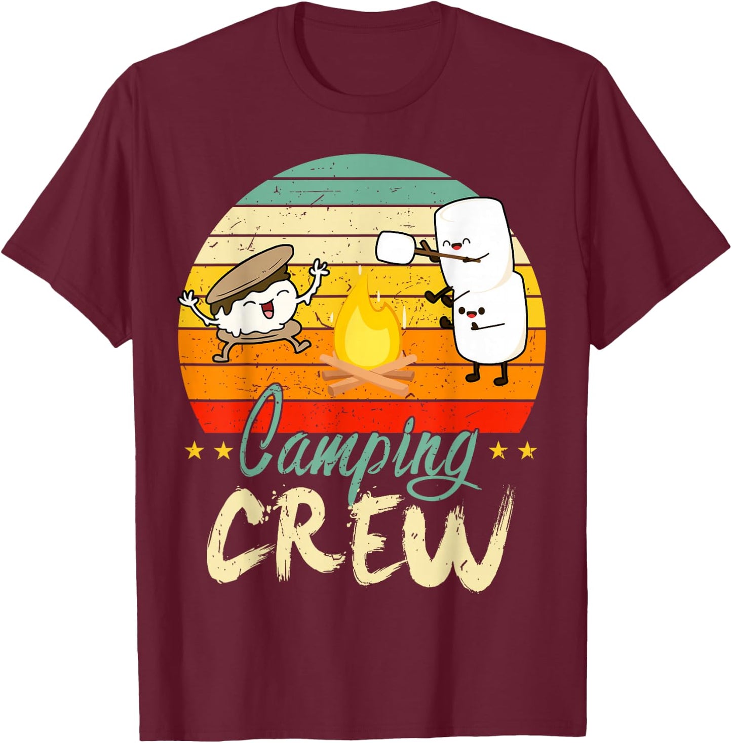 Kid Camping Crew Toddler Boy Women Family Funny Happy Camper T-Shirt - T-Shirt | Maroon