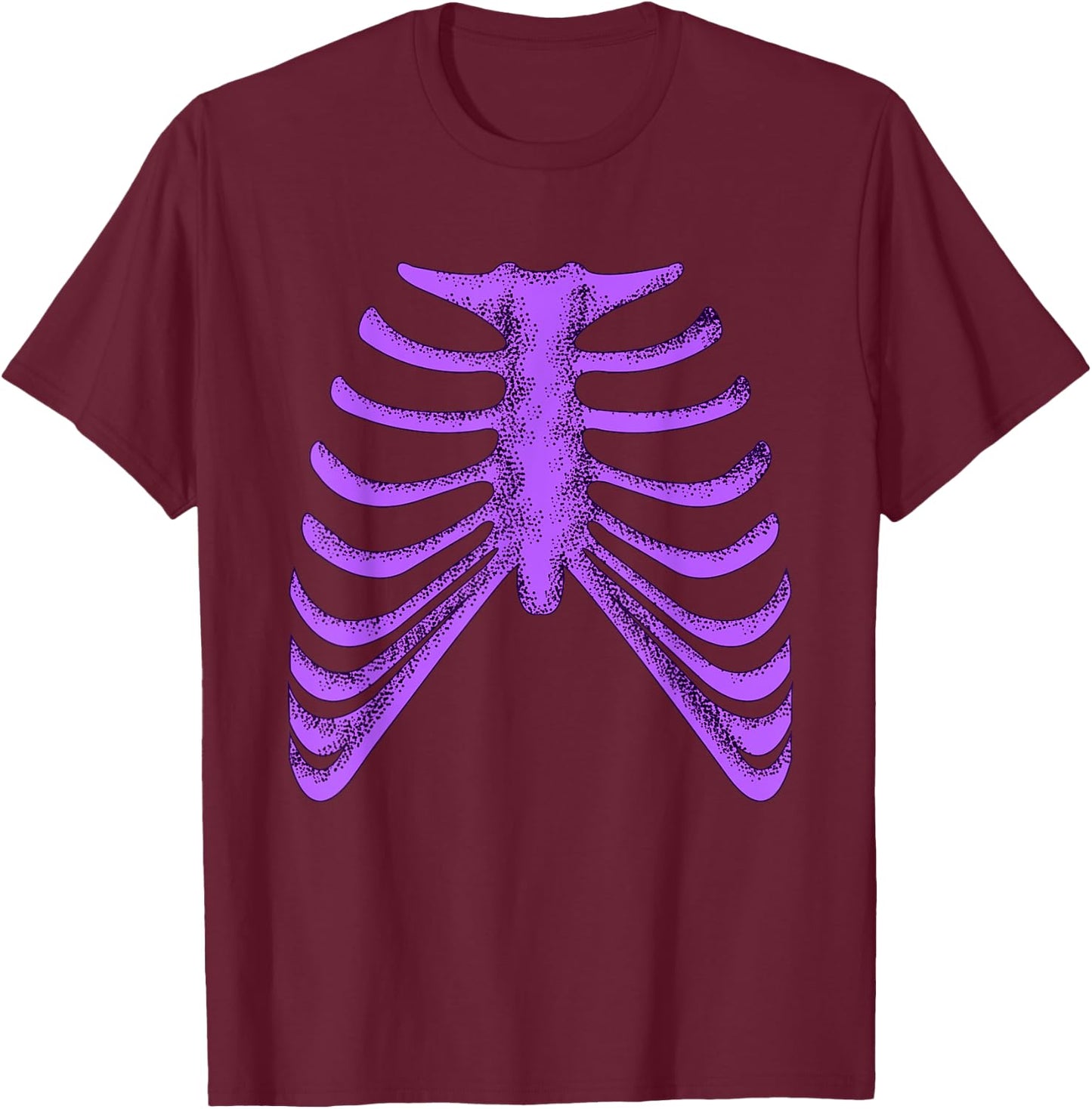 Purple Ribcage Skeleton Purple Color Graphic T-Shirt - T-Shirt | Maroon