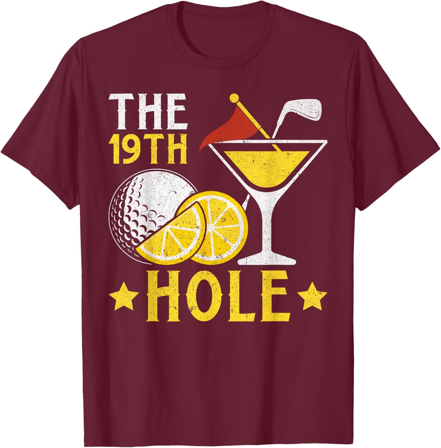 The 19th Hole Golf Game Beers and Cocktails Beer Drinkers T-Shirt - T-Shirt | Maroon
