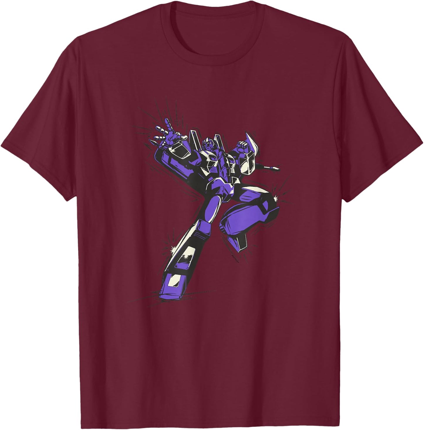 Transformers Starscream Battle Pose Japanese Comic Style T-Shirt - T-Shirt | Maroon