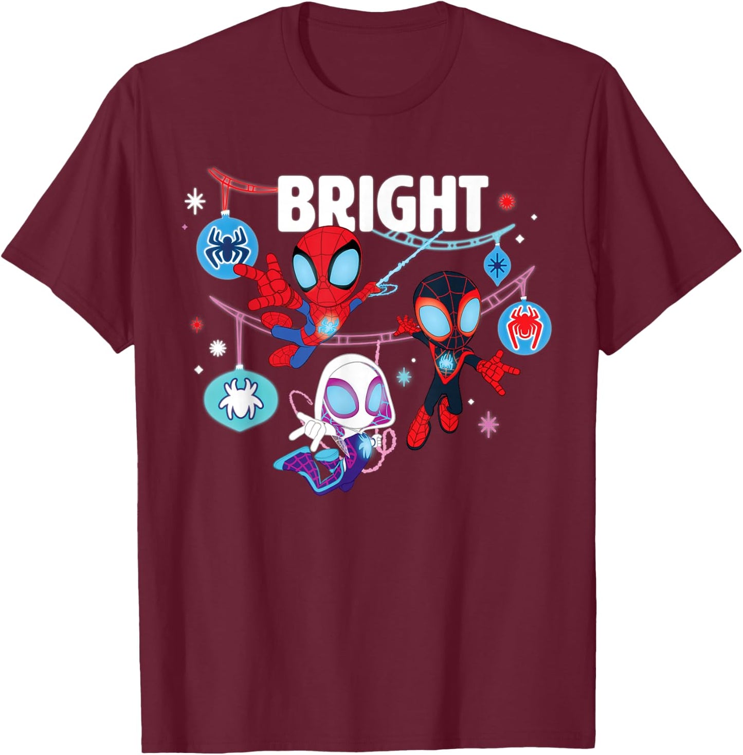 Marvel Spidey and His Amazing Friends Bright Christmas T-Shirt - T-Shirt | Maroon