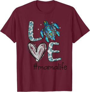 Mom Turtle - Love Mama Life Sea Turtle T-Shirt - T-Shirt | Maroon