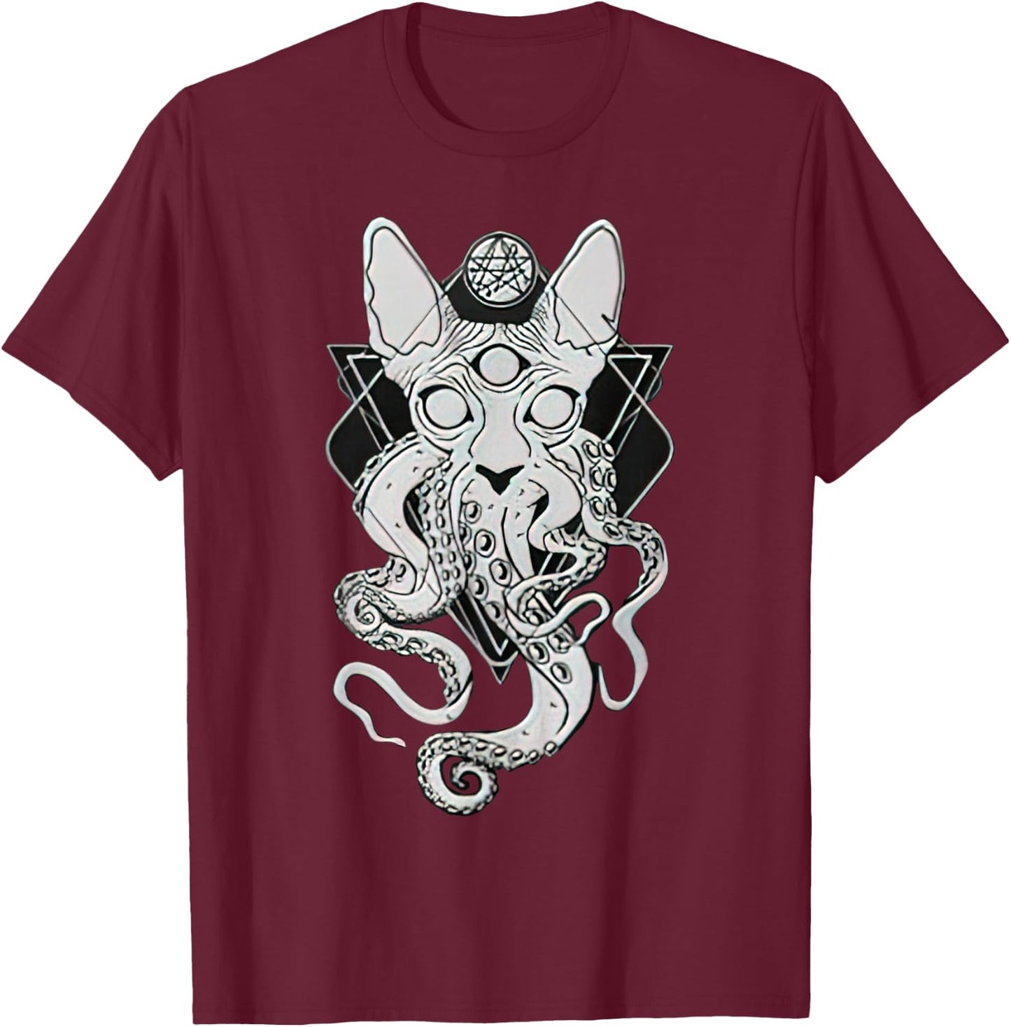 CATHULHU - the cosmic tentacle cat T-Shirt - T-Shirt | Maroon