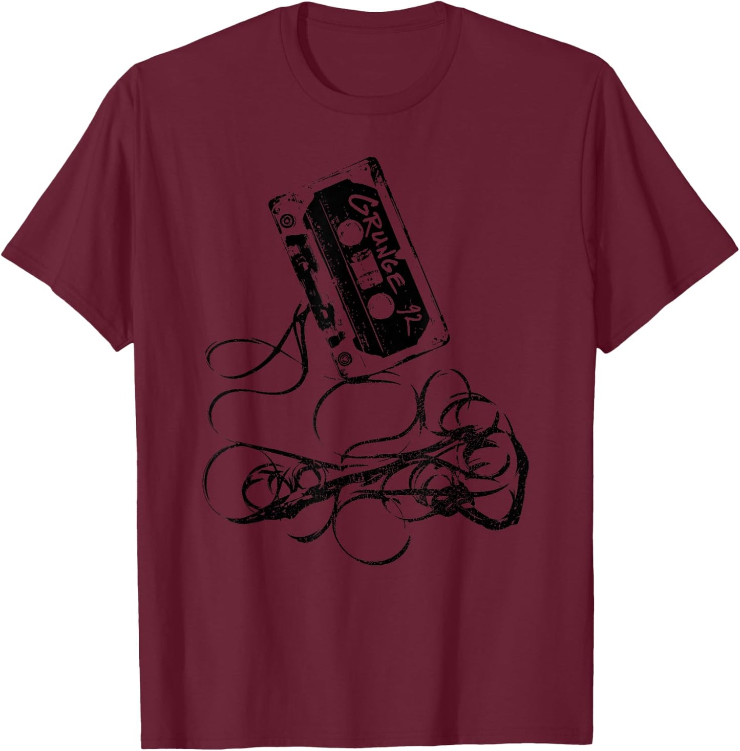 Grunge 90s Music Vintage Tape Concert T-Shirt - T-Shirt | Maroon