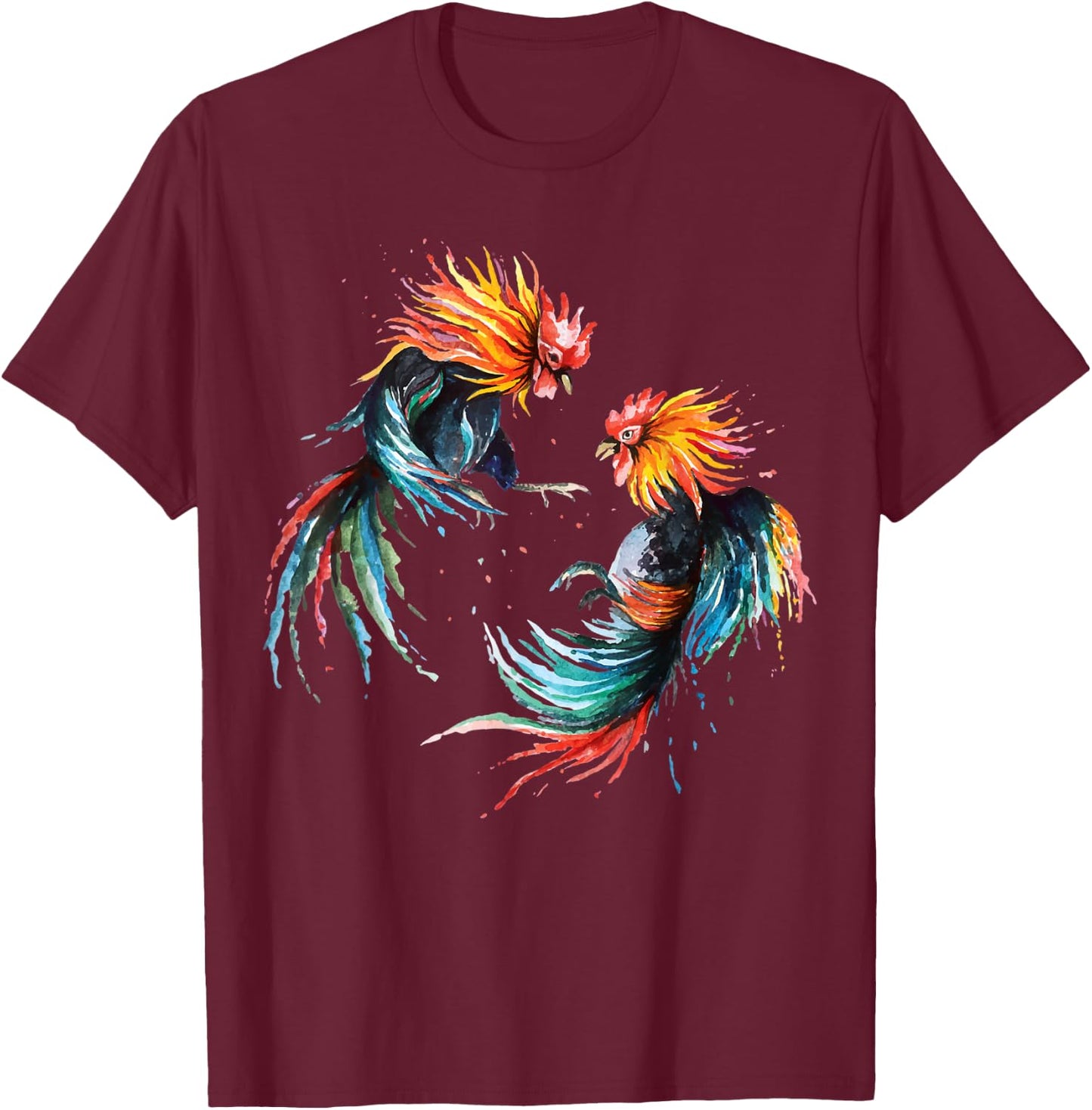 Fighting Rooster Art Chicken Chinese Zodiac Pride & Brave T-Shirt - T-Shirt | Maroon