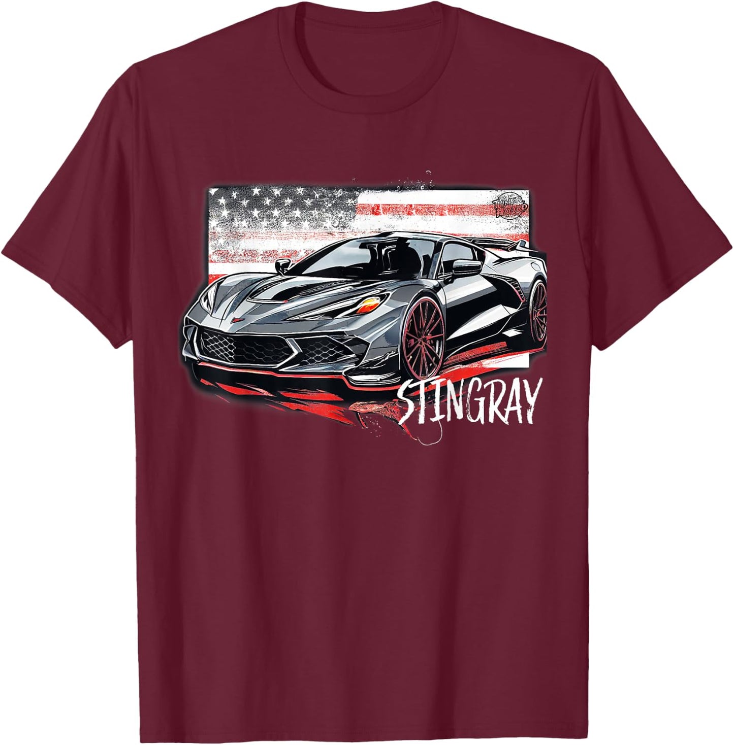 C8 American Muscle v8 Supercar Stingray Cool Vette Mechanic T-Shirt - T-Shirt | Maroon