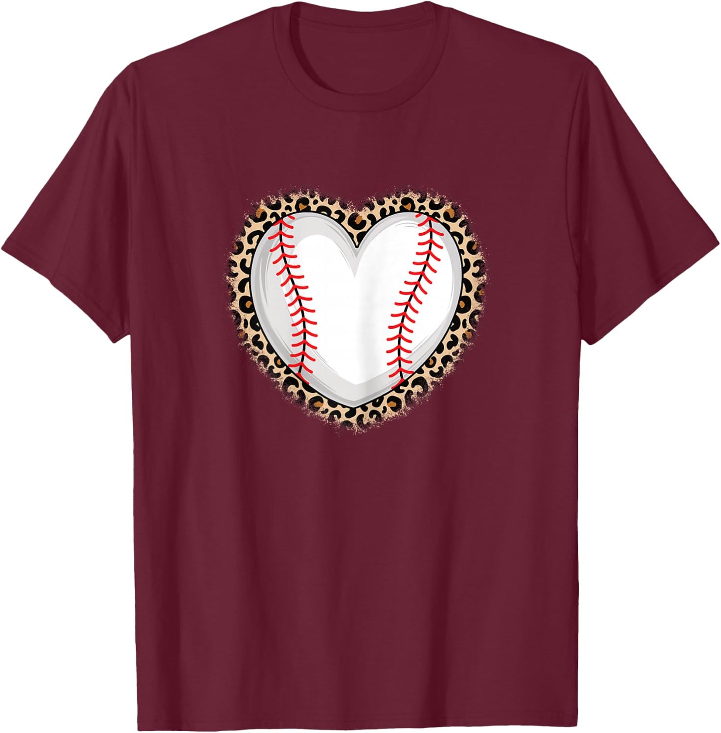 Cute Baseball Heart Baseball Lover Women Girls T-Shirt - T-Shirt | Maroon