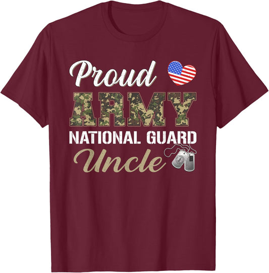 Retro Proud Army National Guard Uncle Military Pride Costume T-Shirt - T-Shirt | Maroon